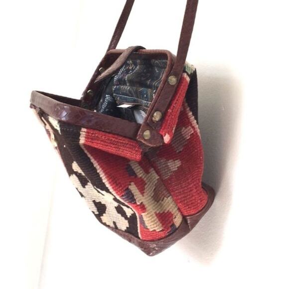 Rare Vintage T. CAPELLI boho killim crossbody bag - Picture 4 of 8